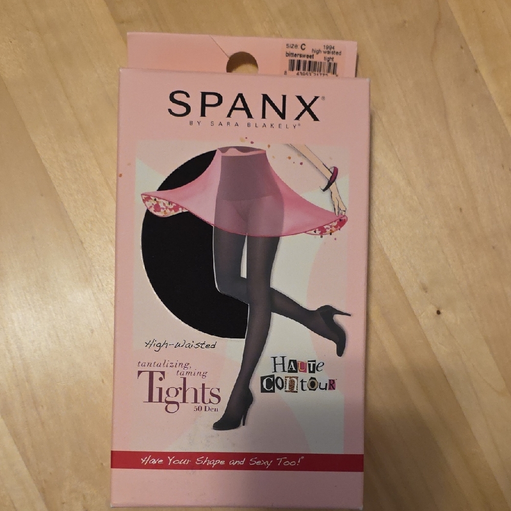 SPANX Pink and Black High-Waisted Tights